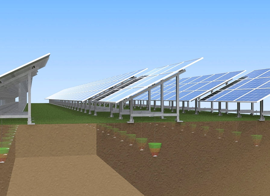 Kotvení fotovoltaických konstrukcí do země